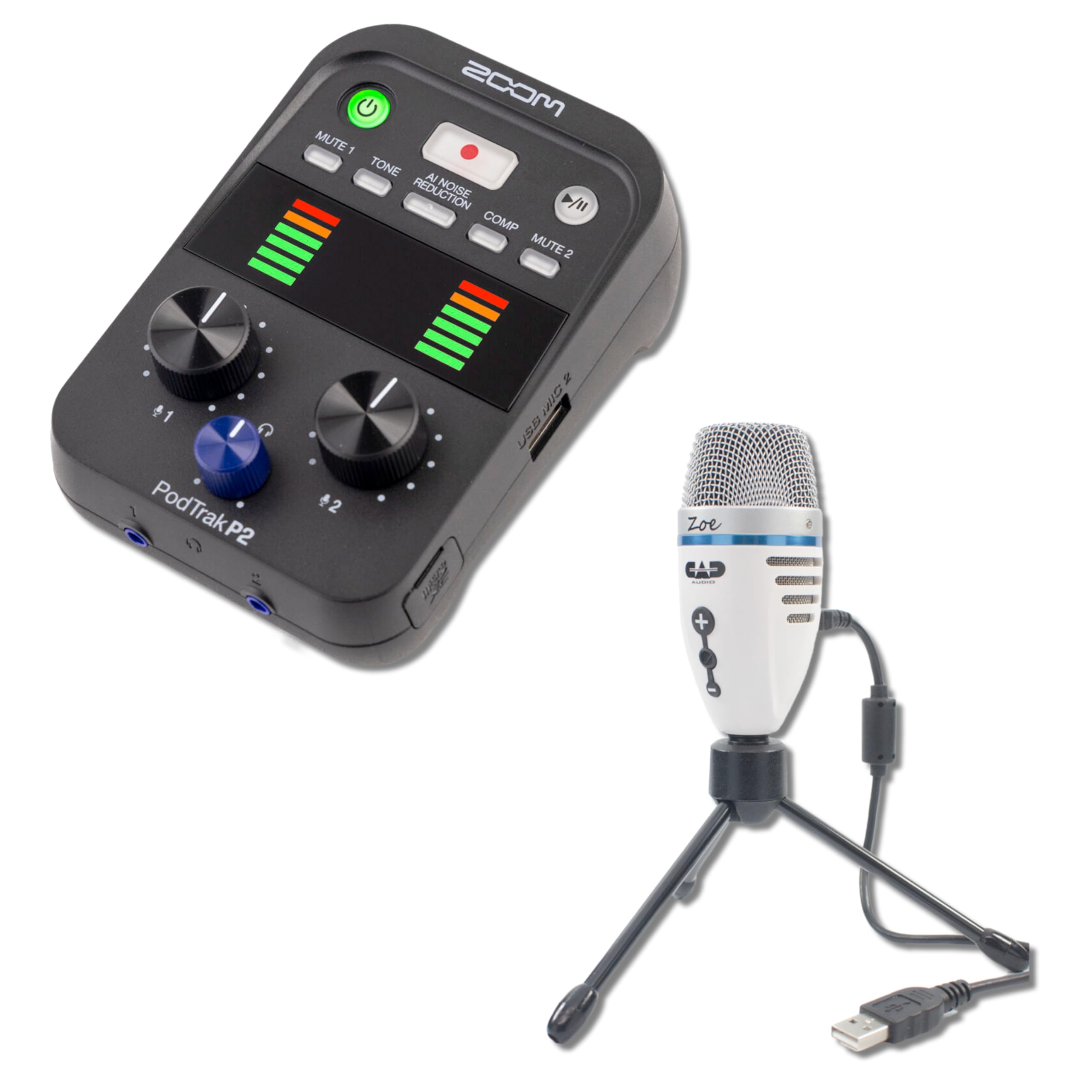 Zoom PodTrak P2 USBインターフェース ZOOM PodTrak P2 Podcasting Interface for USB Mics! Full Review